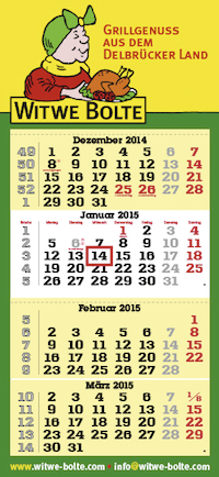 4-Monatskalender planer quadro 4-Monatskalender planer quadro mit Witwe Bolte Beispielmotiv in chamois